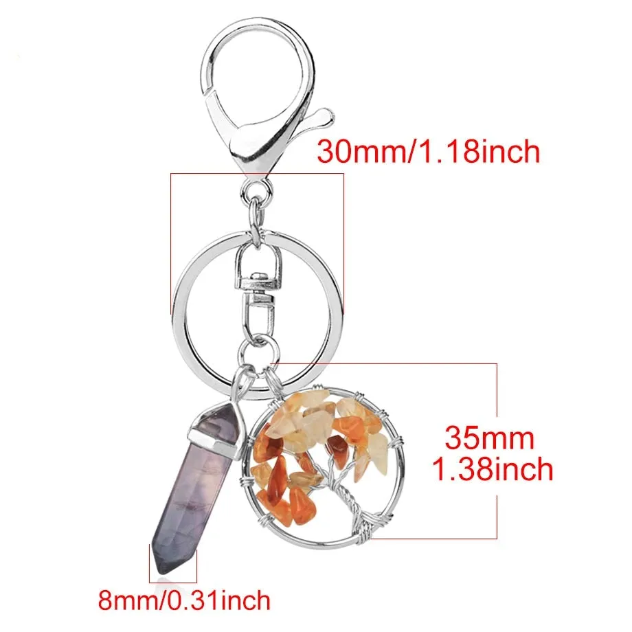 Fluorite Tree of Life Pendants Keychain