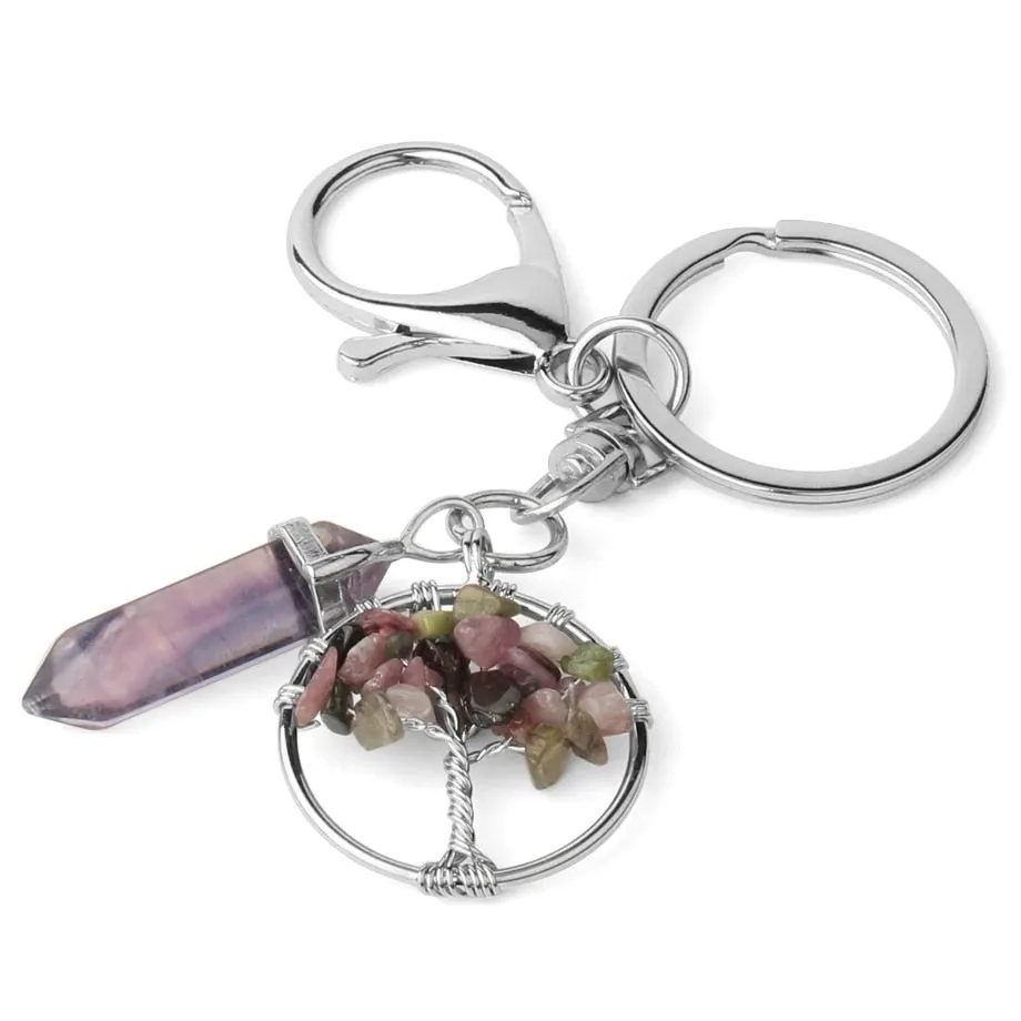 Fluorite Tree of Life Pendants Keychain