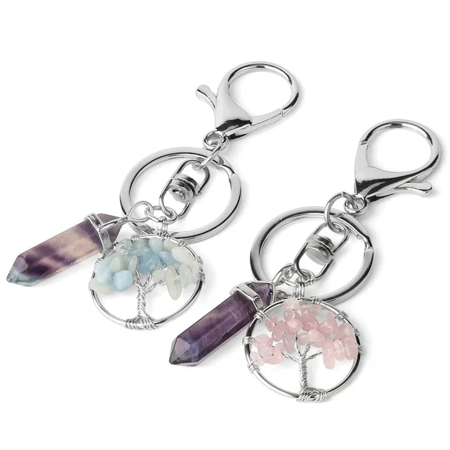 Fluorite Tree of Life Pendants Keychain