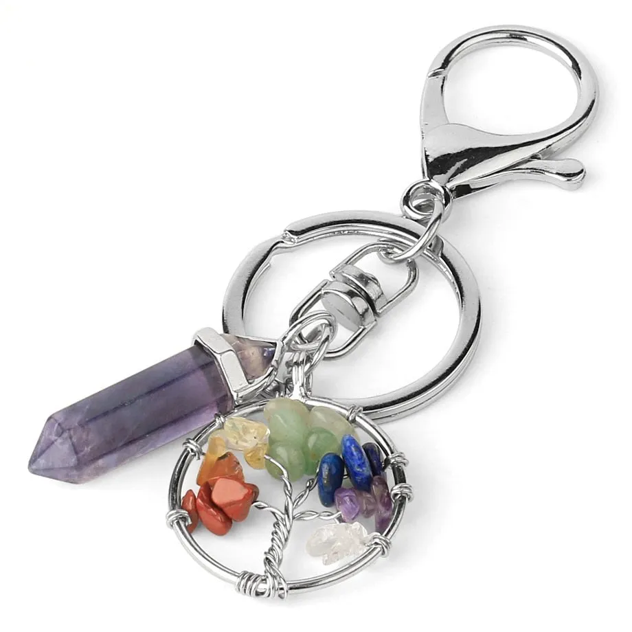 Fluorite Tree of Life Pendants Keychain