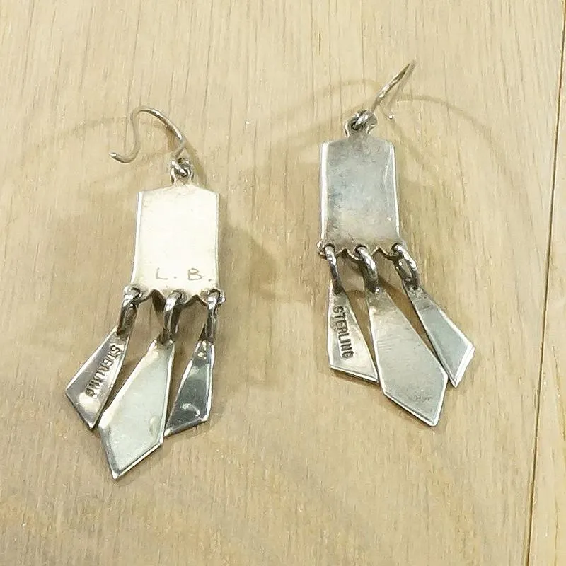 Fringed Turquoise & Silver Dangle Earrings