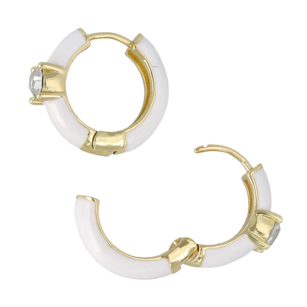 Front Stone Hoop Earrings