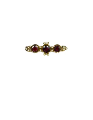 Garnet & Seed Pearl Brooch