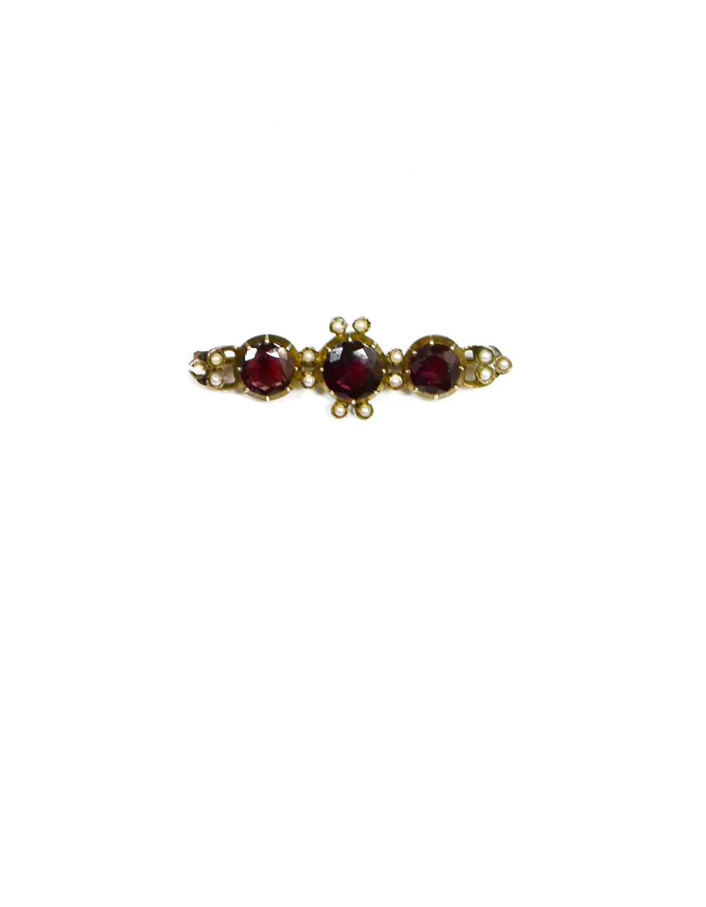 Garnet & Seed Pearl Brooch