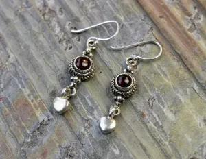 Garnet Heart Earrings