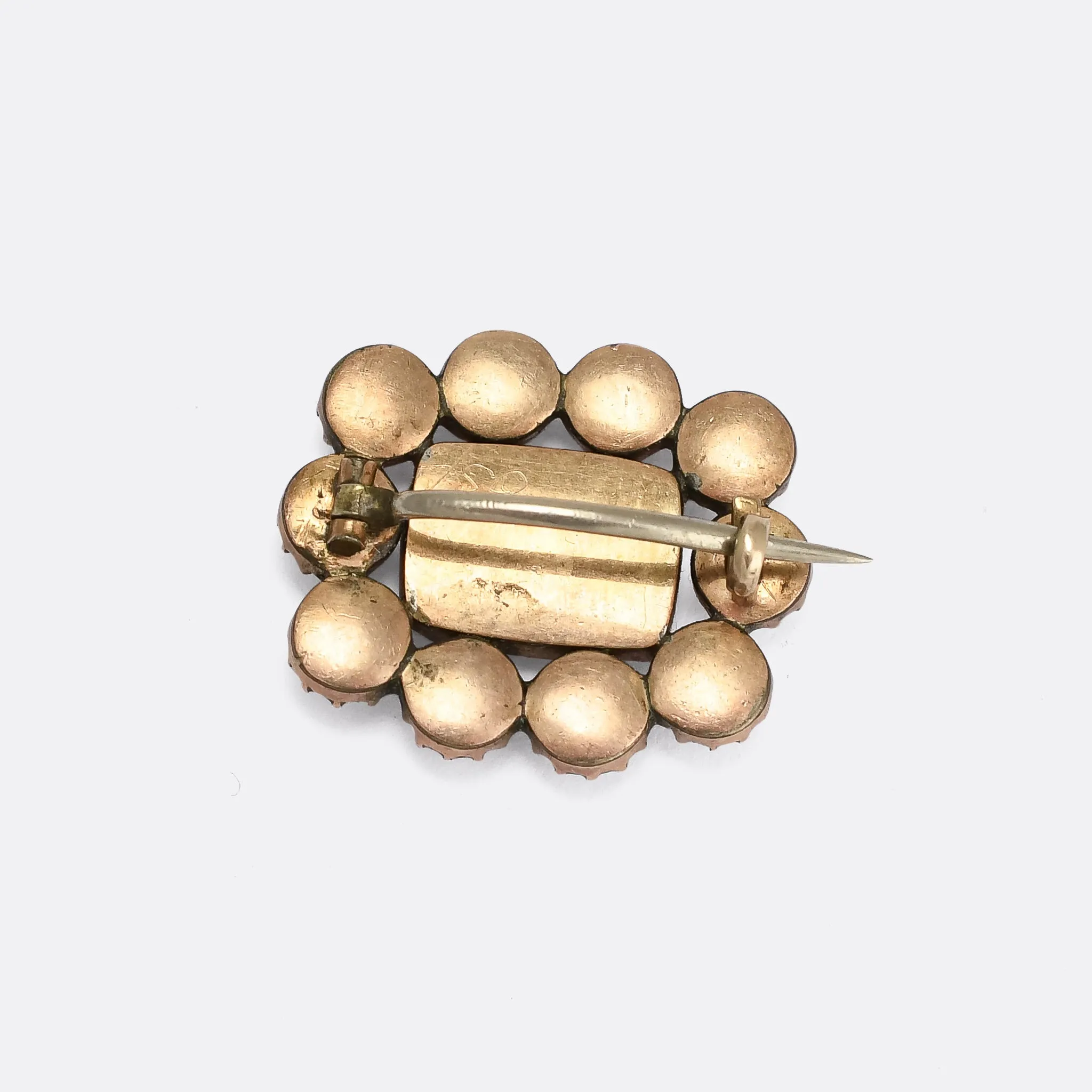 Georgian Garnet Locket Lace Pin Brooch