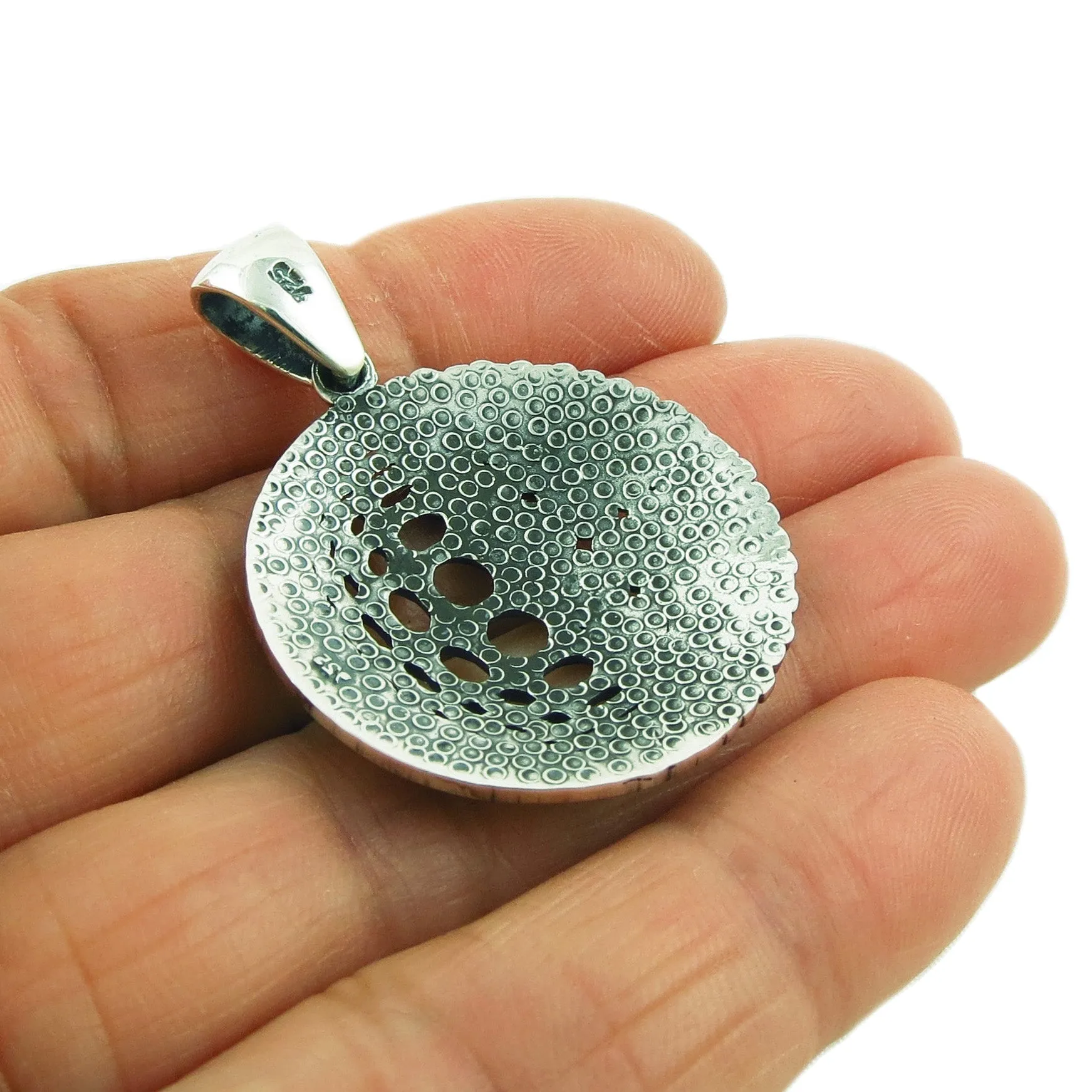 Globe 925 Sterling Silver Geometric Illusion Circle Pendant
