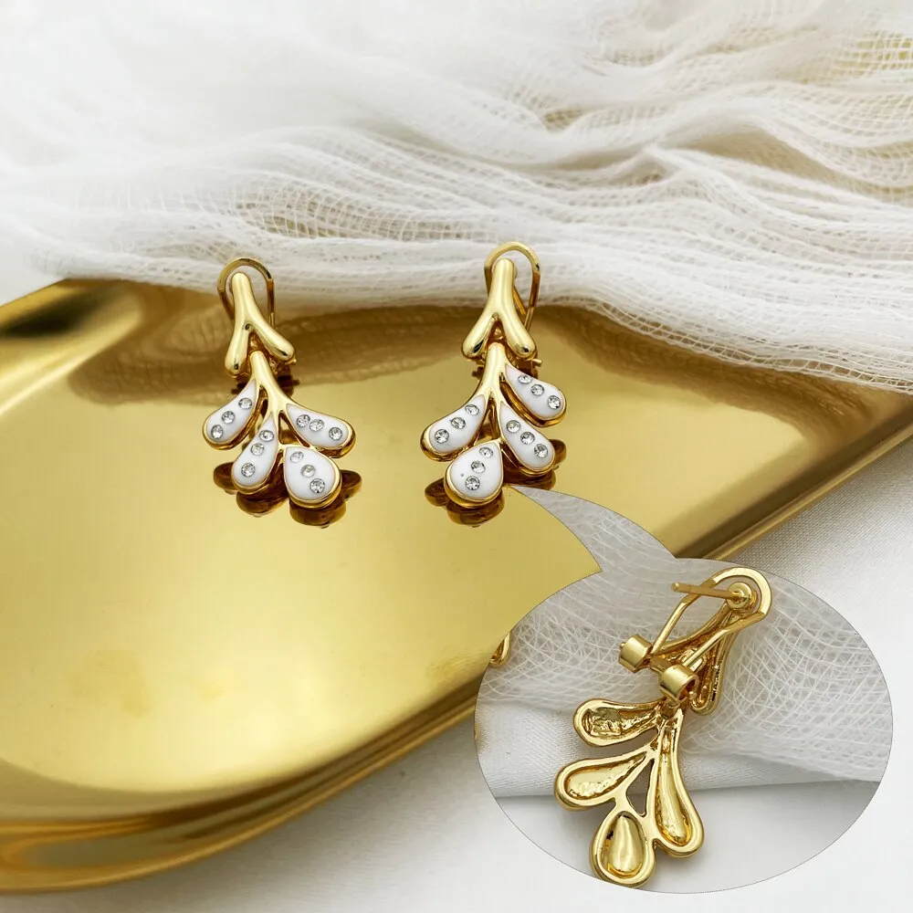Gold Color Jewelry Set Necklace Earrings Charm Bracelet