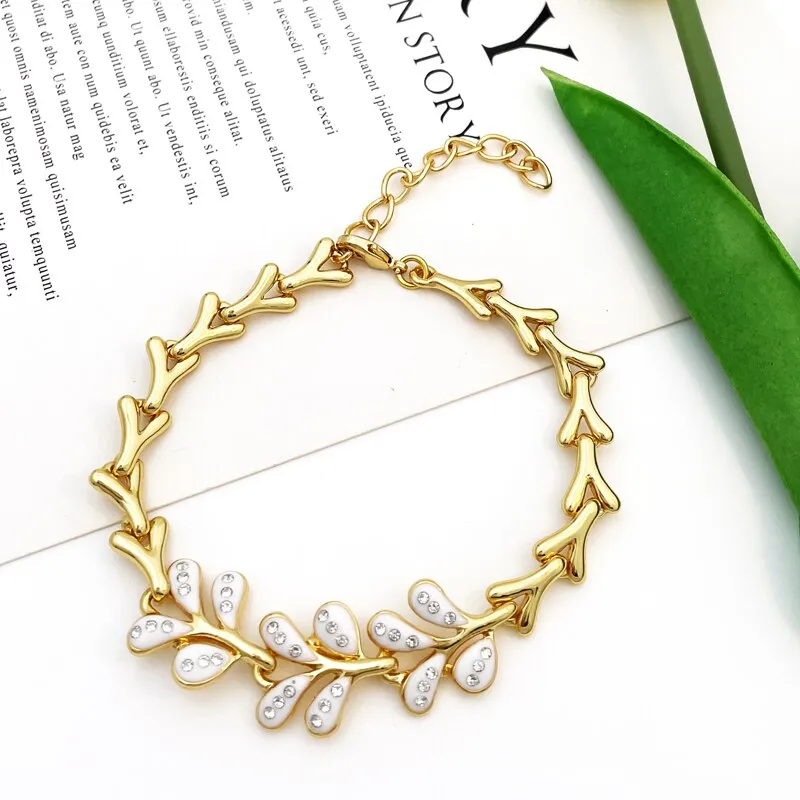 Gold Color Jewelry Set Necklace Earrings Charm Bracelet