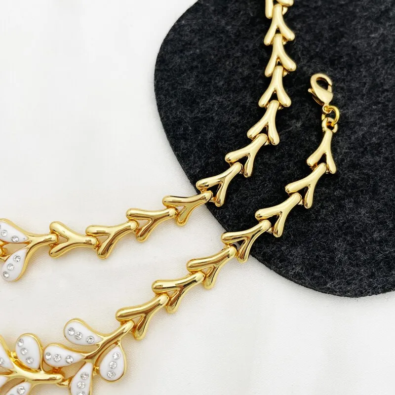 Gold Color Jewelry Set Necklace Earrings Charm Bracelet