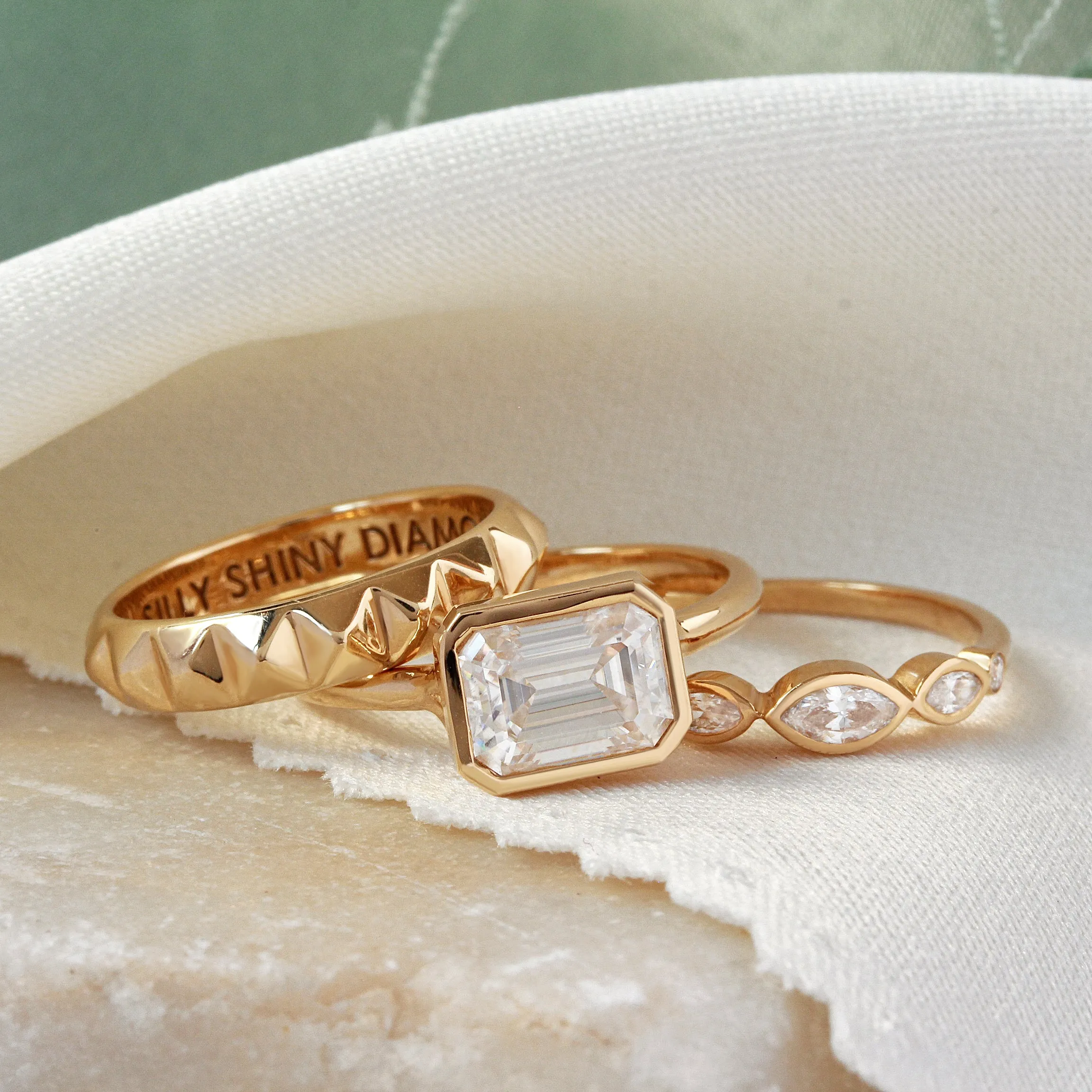 Gold Pyramid Wedding Ring