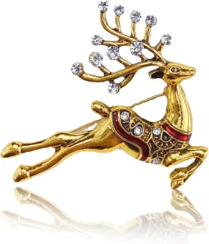 Gold Reindeer Pins and Brooches for Women Men