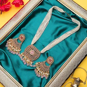 Golden Indian Kundan Long Necklace Set