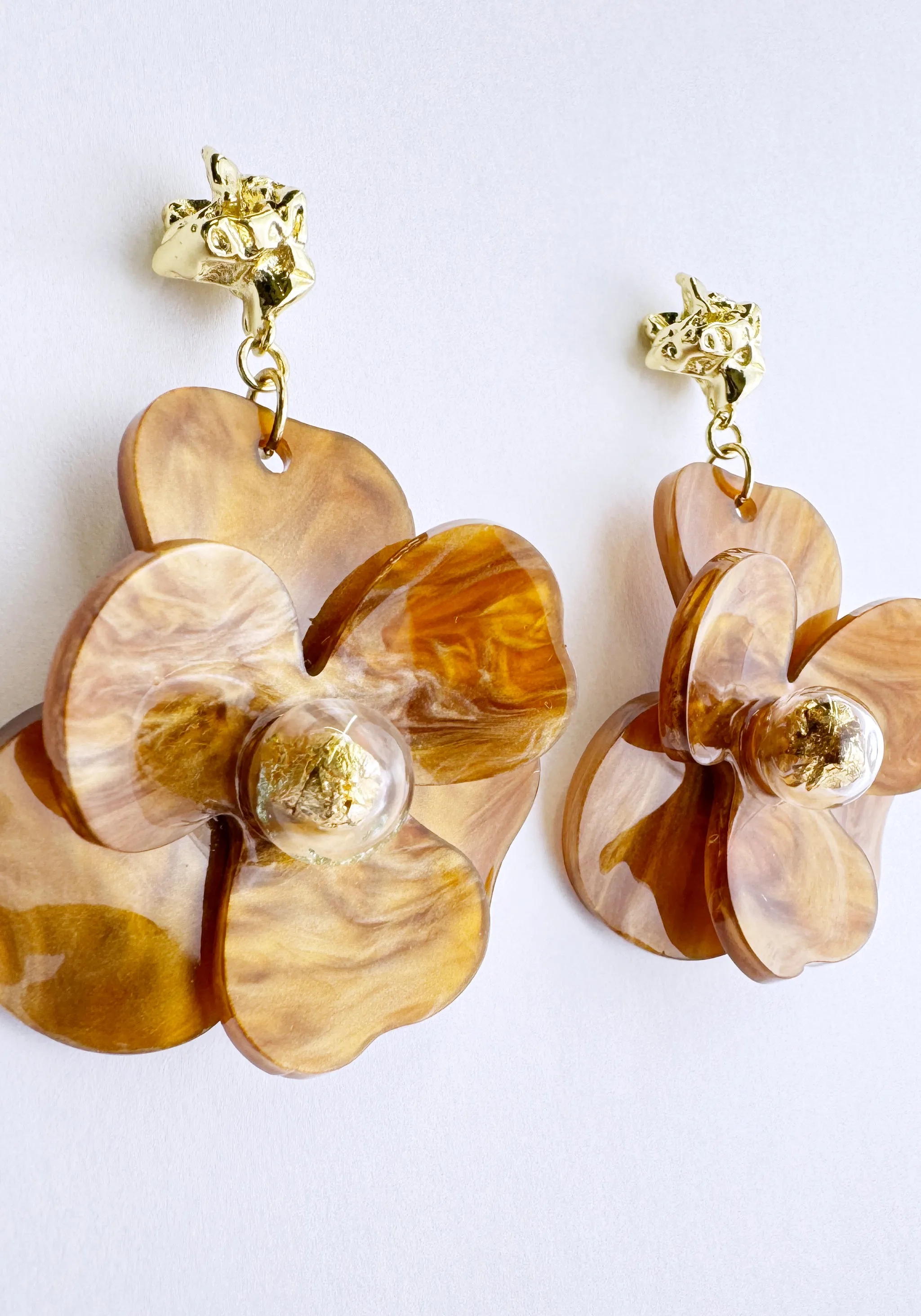 Golden Petal Drop Earrings