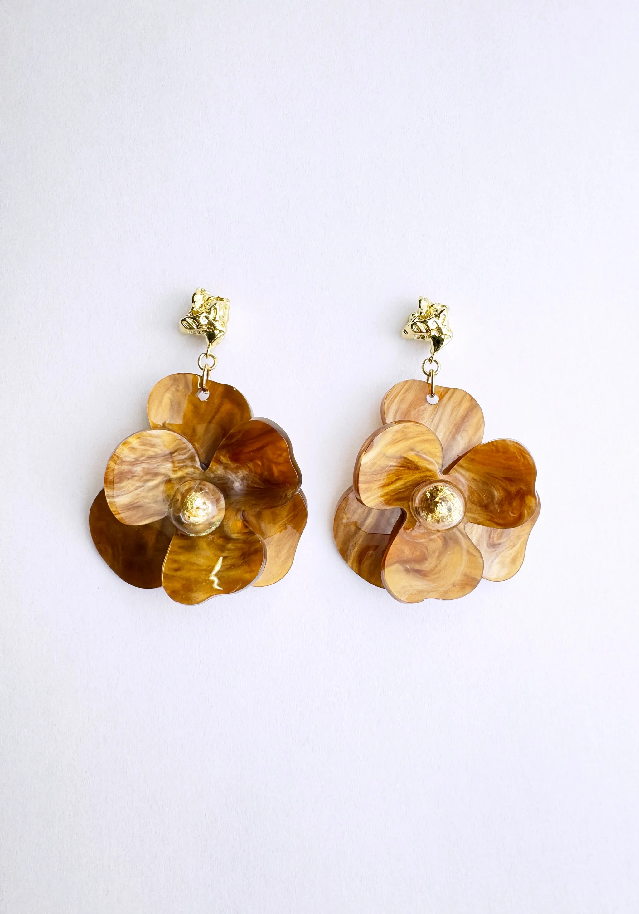 Golden Petal Drop Earrings