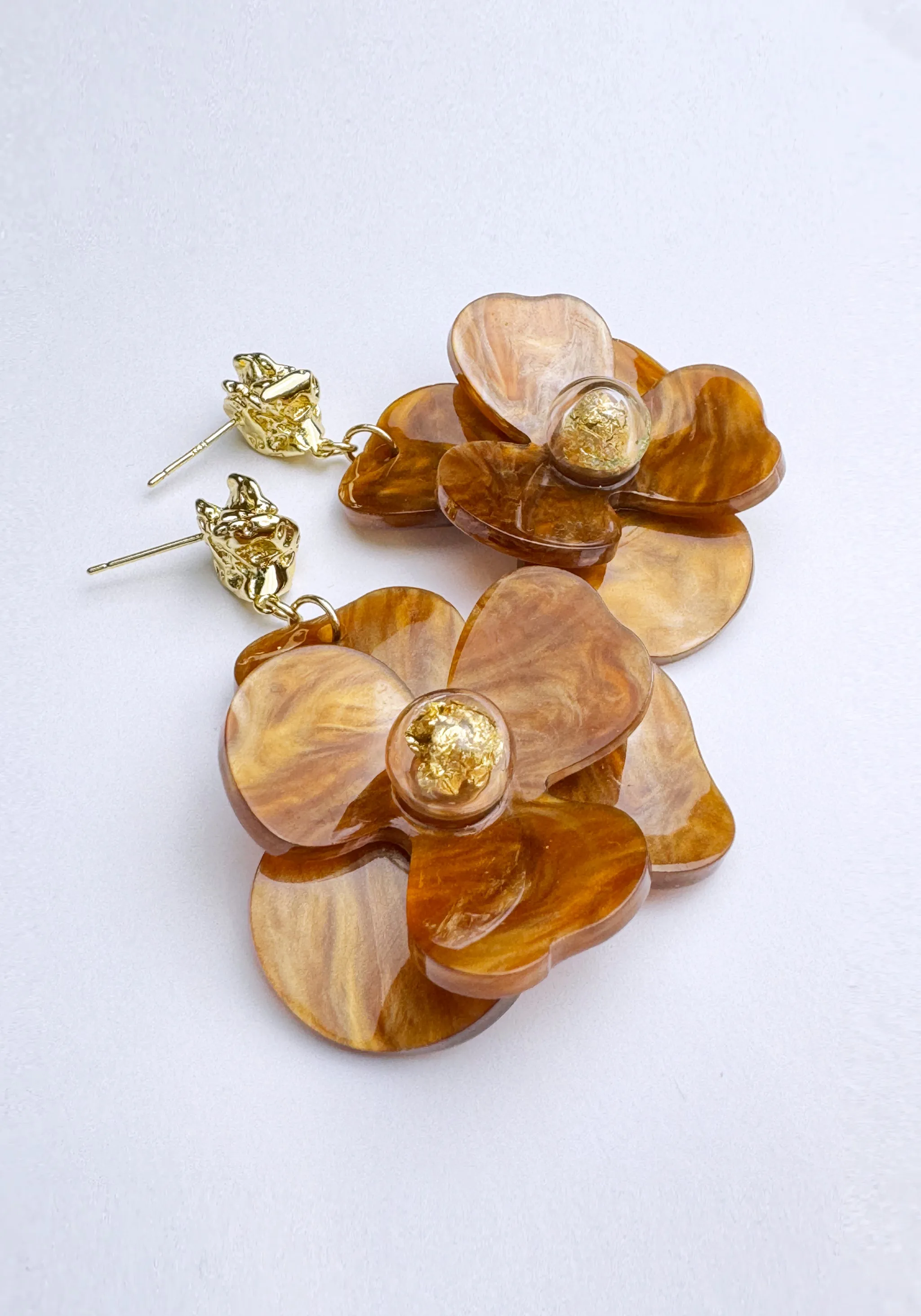 Golden Petal Drop Earrings