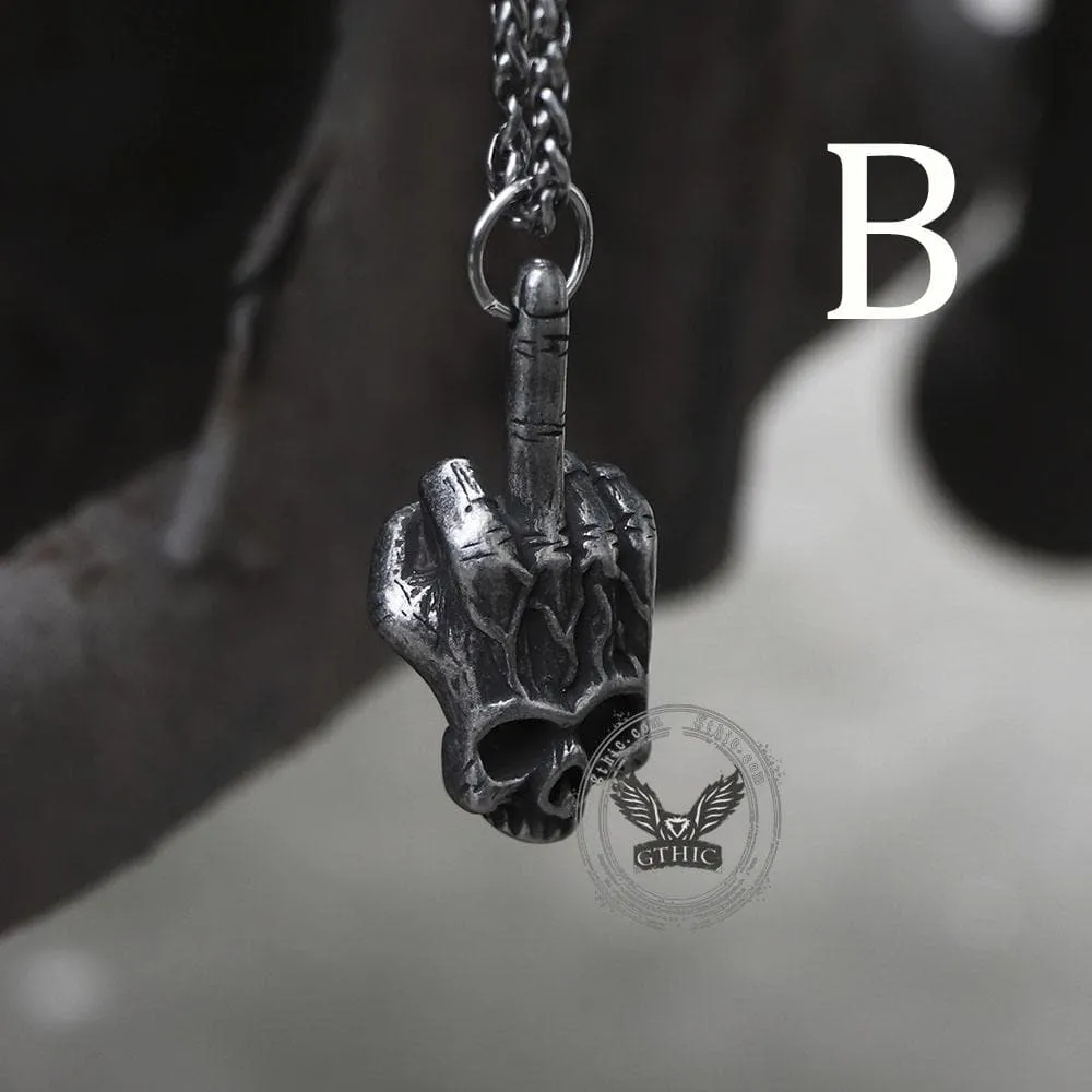Gothic Dark Rock Stainless Steel Skull Necklace