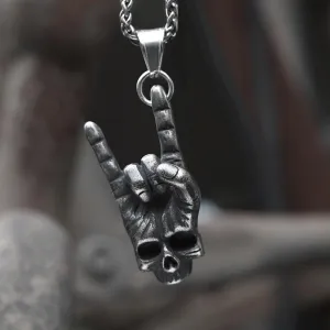 Gothic Dark Rock Stainless Steel Skull Necklace