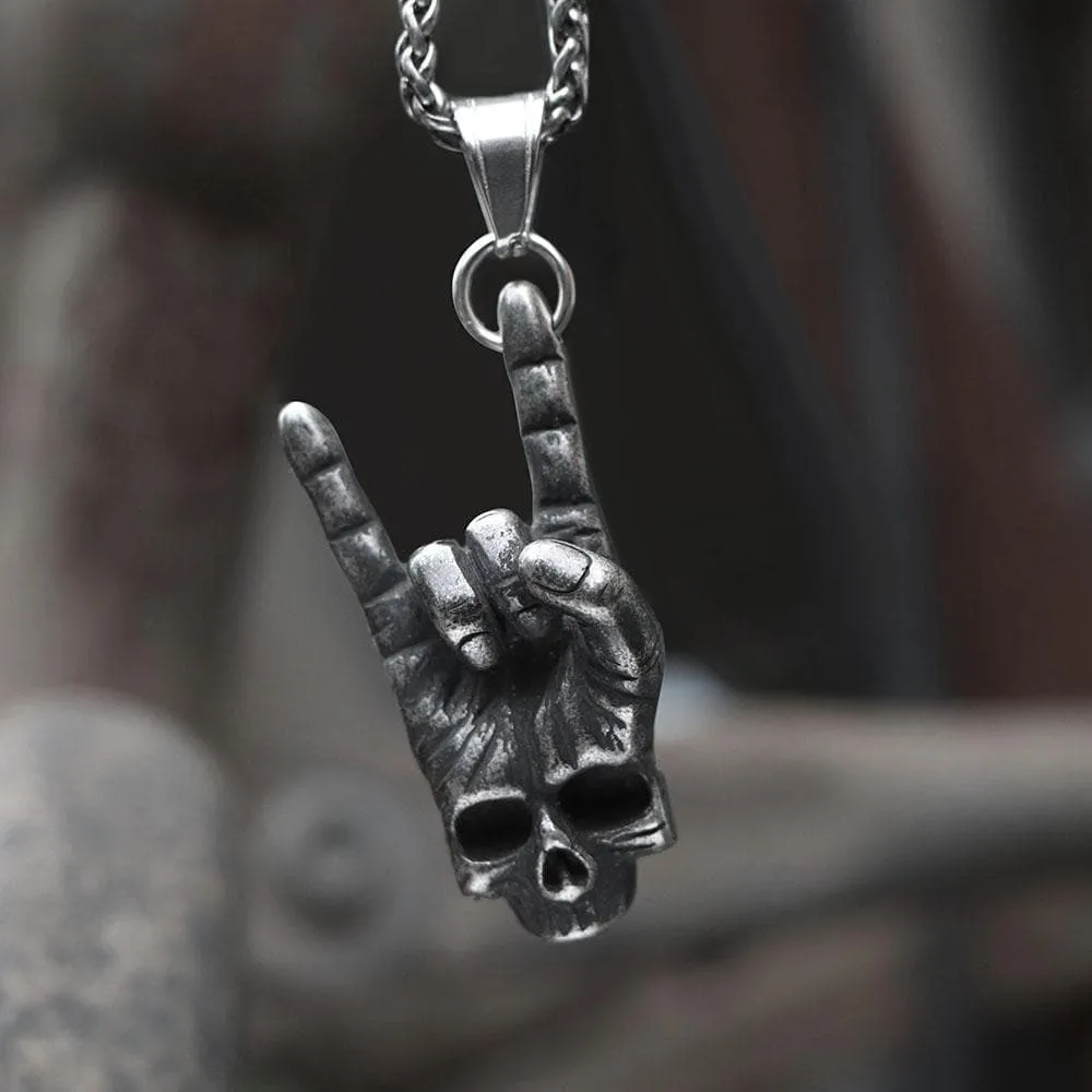 Gothic Dark Rock Stainless Steel Skull Necklace