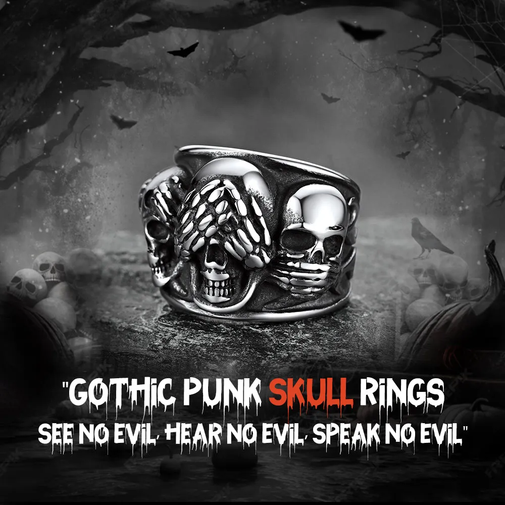 Gothic Punk Biker Skull Band Ring for Men