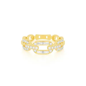 Graduated  Baguette & Pave Diamond Chain Ring