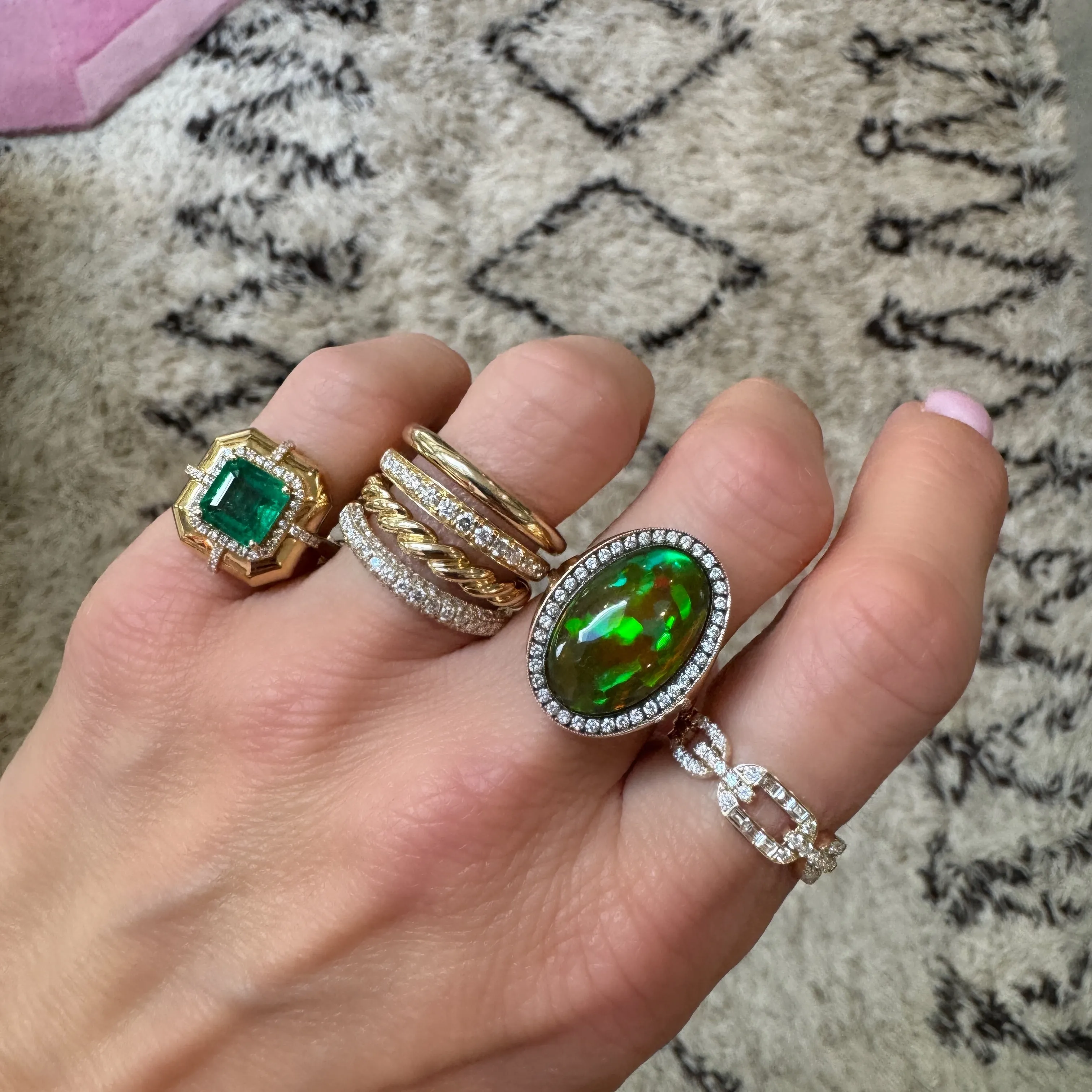 Graduated  Baguette & Pave Diamond Chain Ring