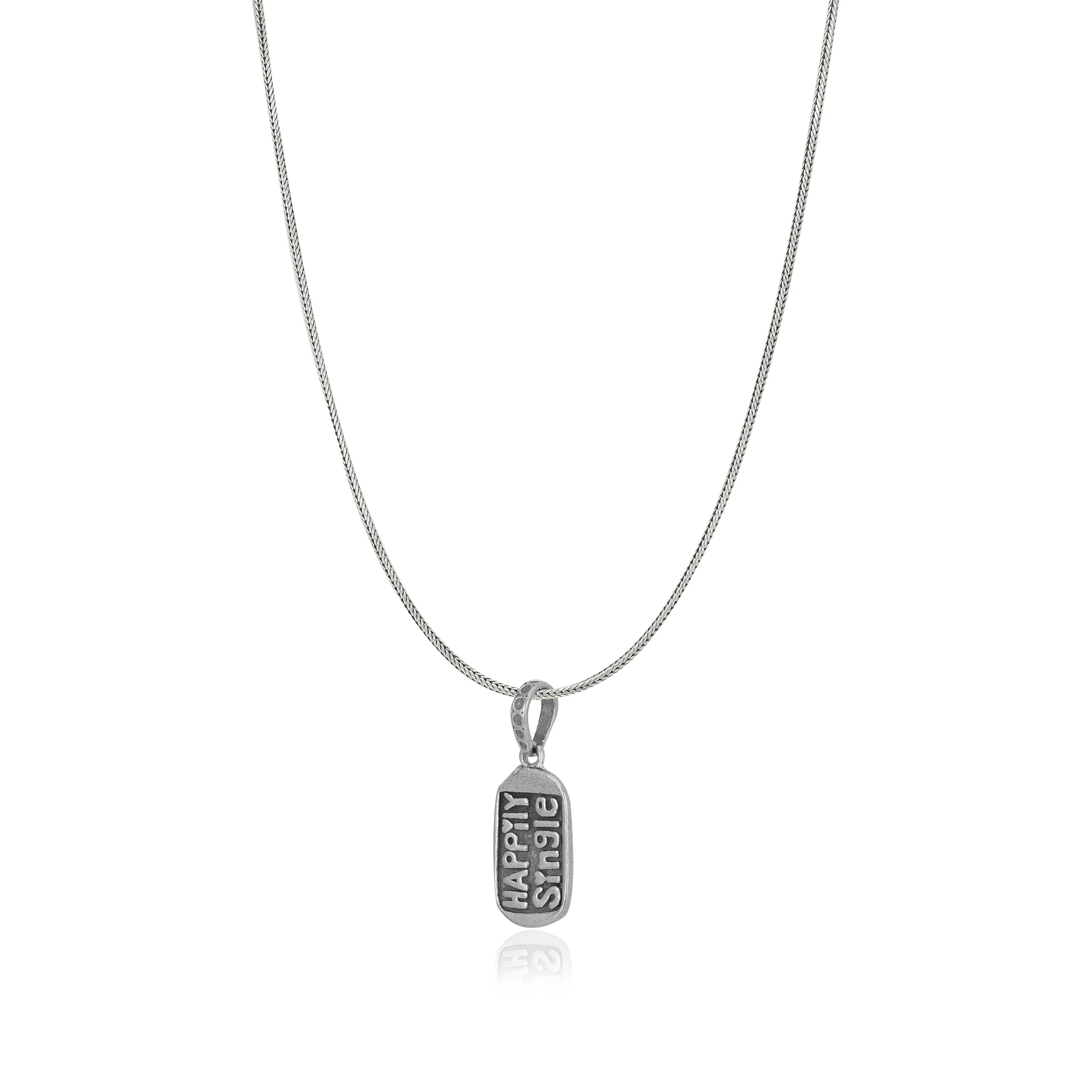 Happily Single 925 Rhodium Plated Snake Chain Pendants