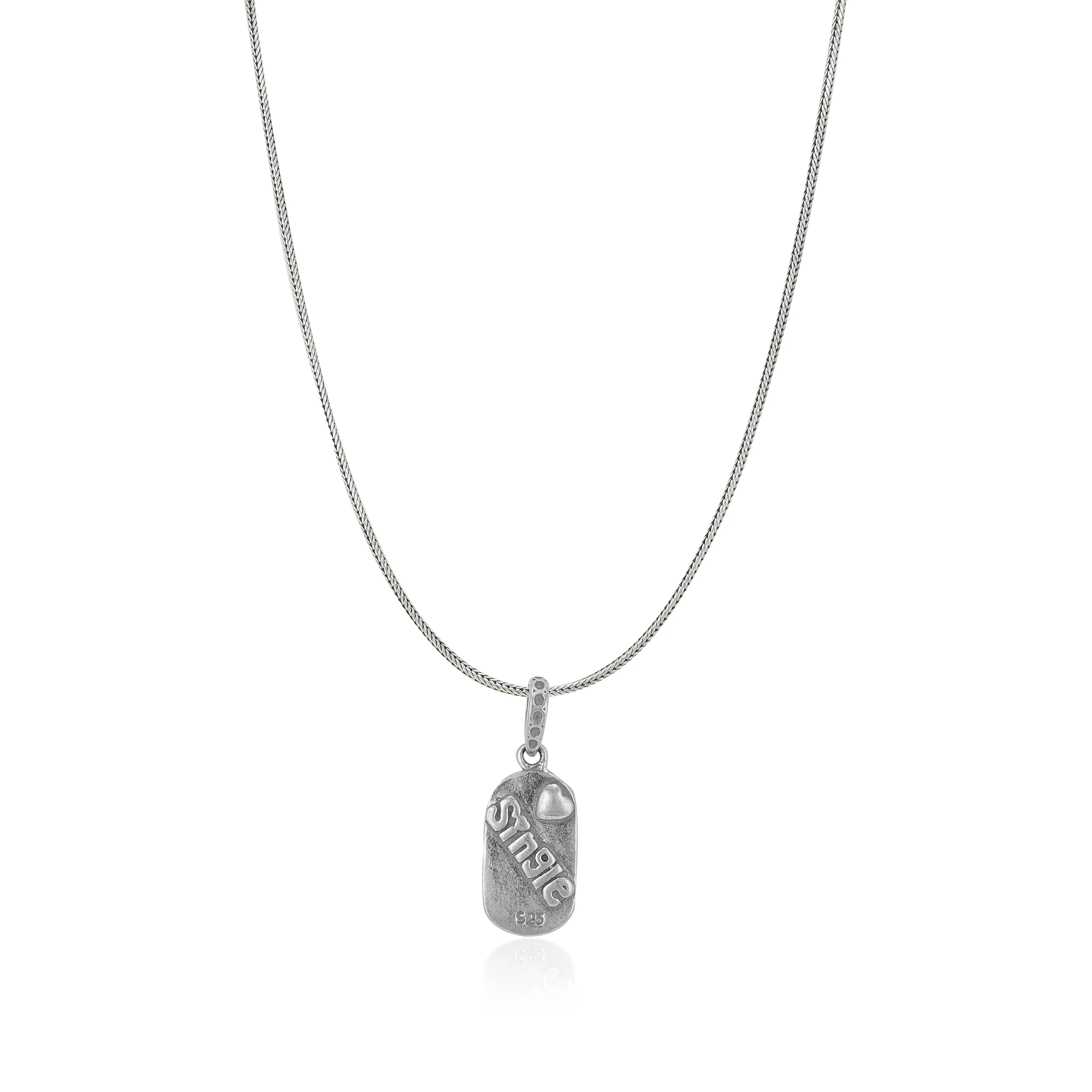 Happily Single 925 Rhodium Plated Snake Chain Pendants