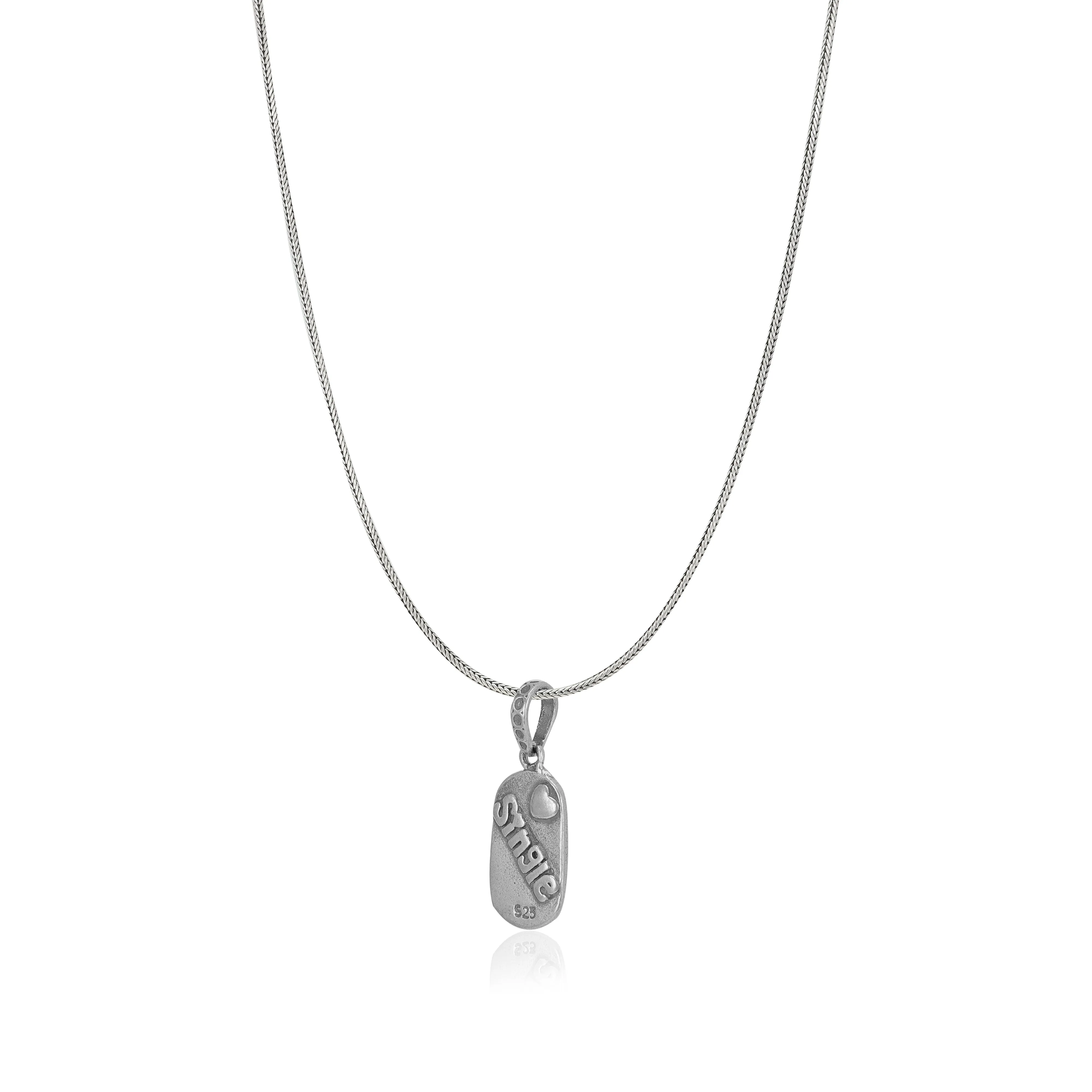 Happily Single 925 Rhodium Plated Snake Chain Pendants