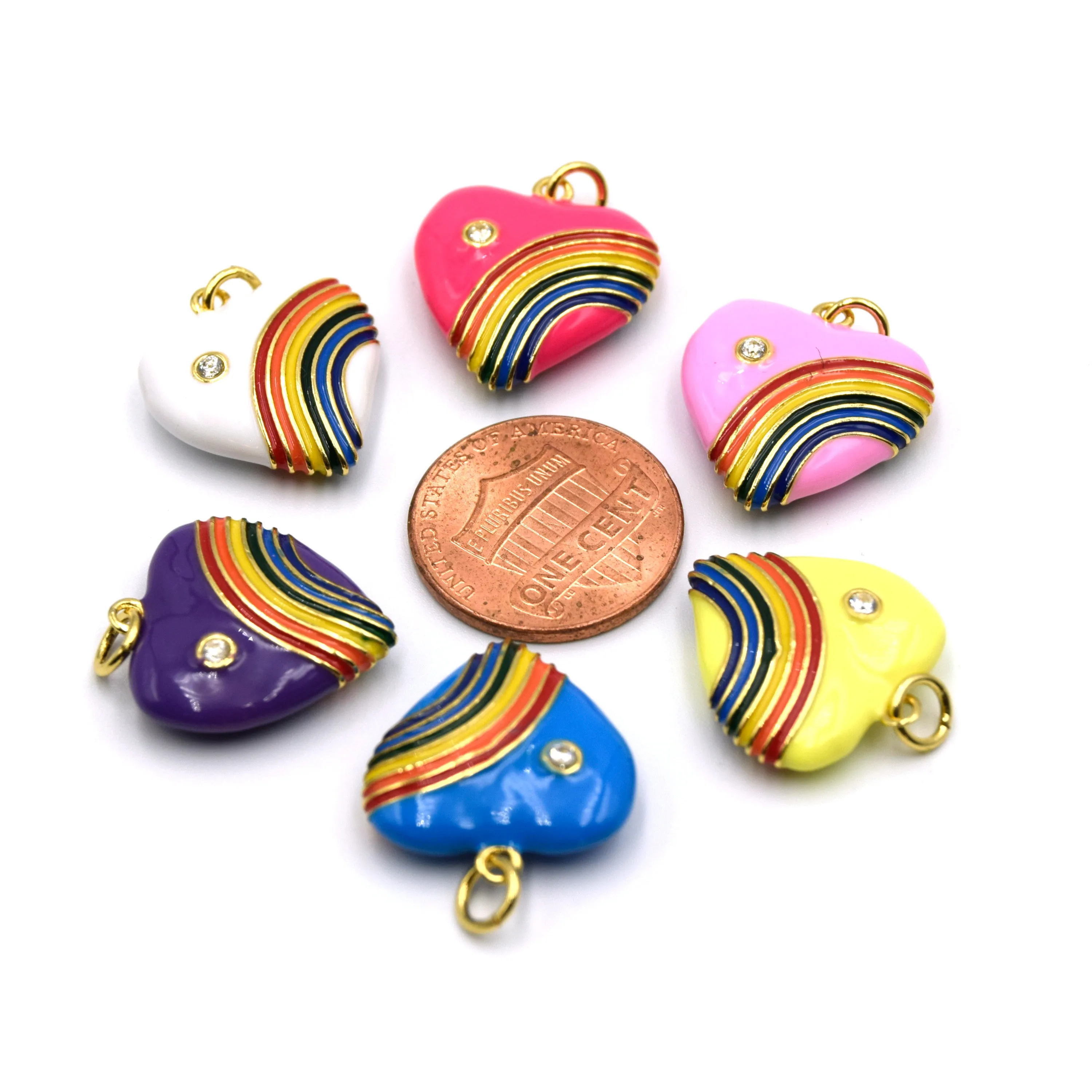 Heart Charms for Necklaces and Bracelets | Enamel Heart Pendants for Teen Jewelry