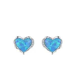 Heart-shaped Opal Earrings in Sterling Silver by Planderful Collection - Everyday Genie