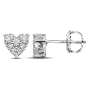 Heart's Desire: 10kt White Gold Diamond Heart Cluster Stud Earrings