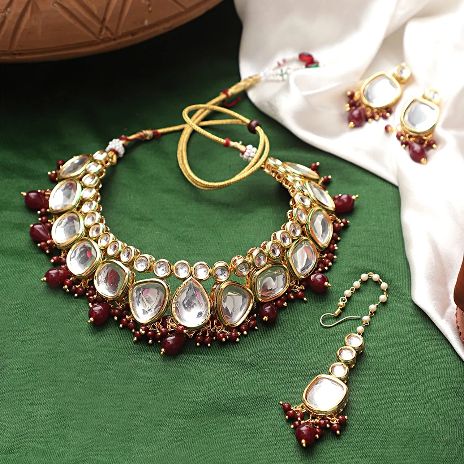 Heavy Indian Statement Kundan Choker Necklace Set