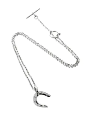 Hermes Horseshoe Diamond Necklace in White Gold