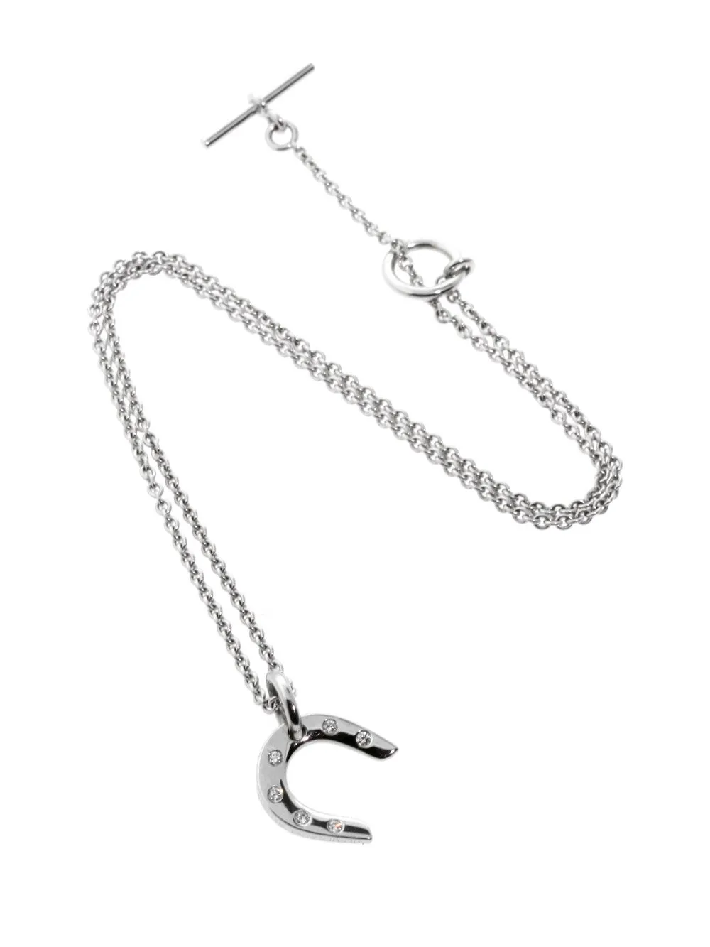 Hermes Horseshoe Diamond Necklace in White Gold