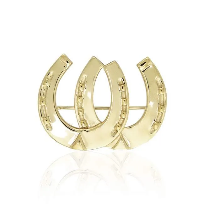 Horseshoes Equestrian Gold Vermeil Brooch VBC070