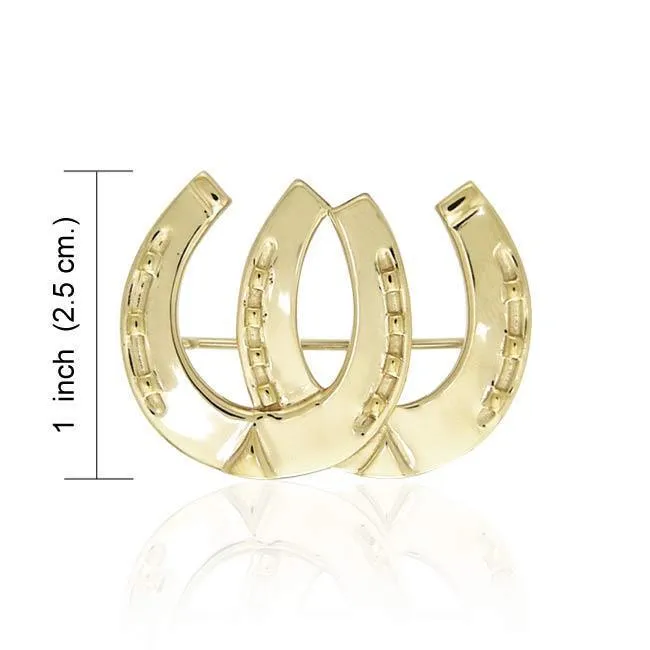 Horseshoes Equestrian Gold Vermeil Brooch VBC070