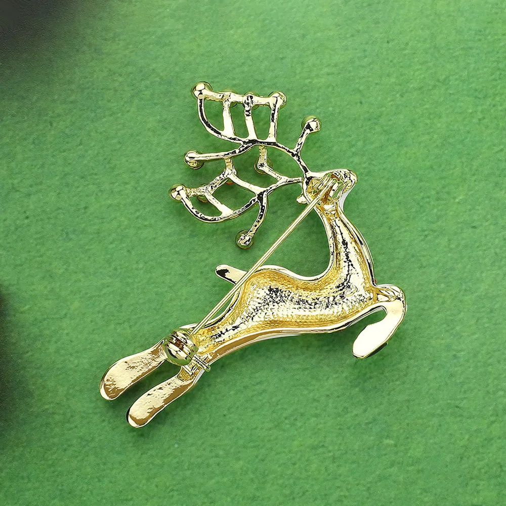 iLLASPARKZ Enamel Stone Embellished Christmas Reindeer Pin Brooch