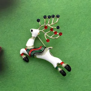 iLLASPARKZ Enamel Stone Embellished Christmas Reindeer Pin Brooch