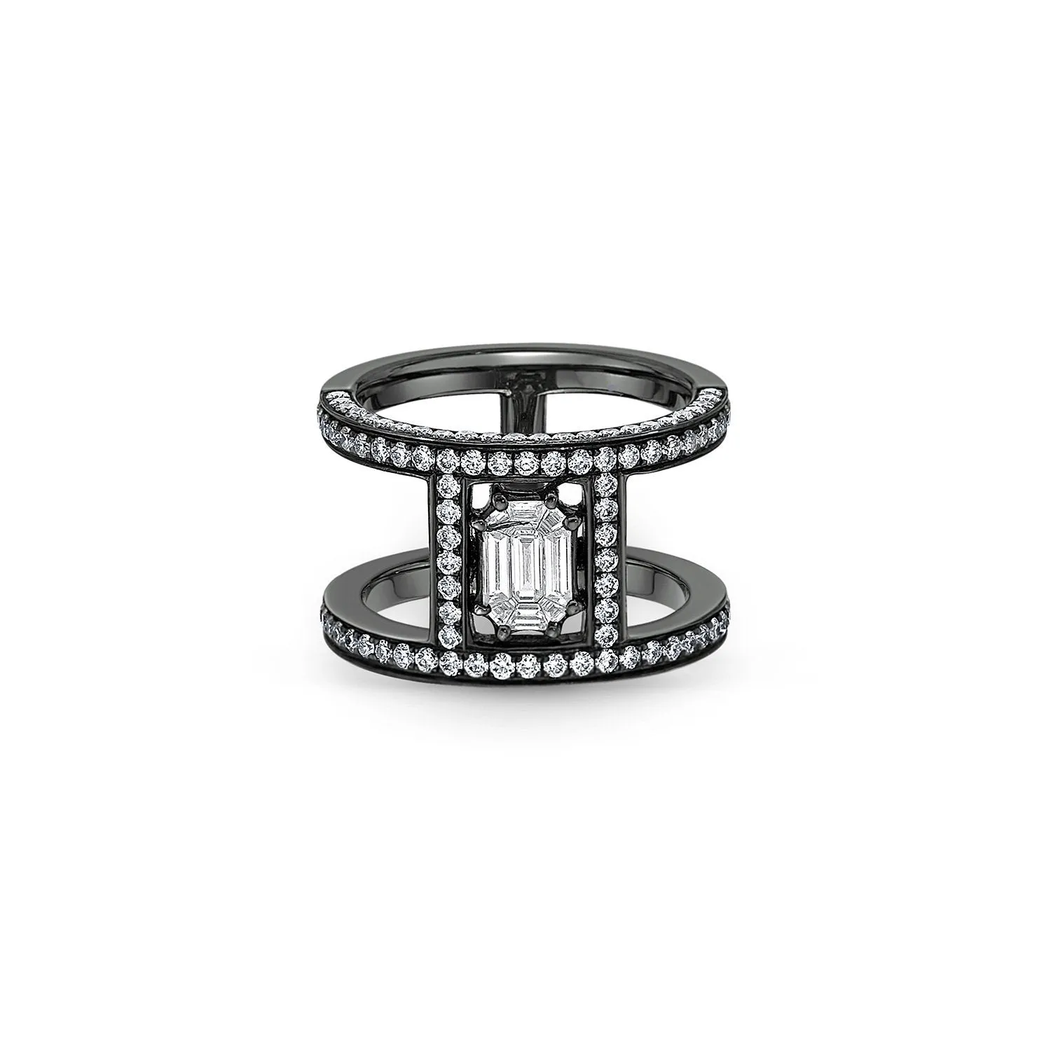 Illusion Diamond Pave Tube Pinky Ring