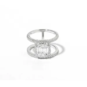 Illusion Diamond Pave Tube Pinky Ring