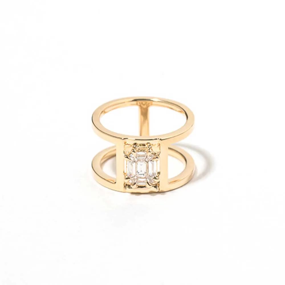 Illusion Diamond Tube Pinky Ring