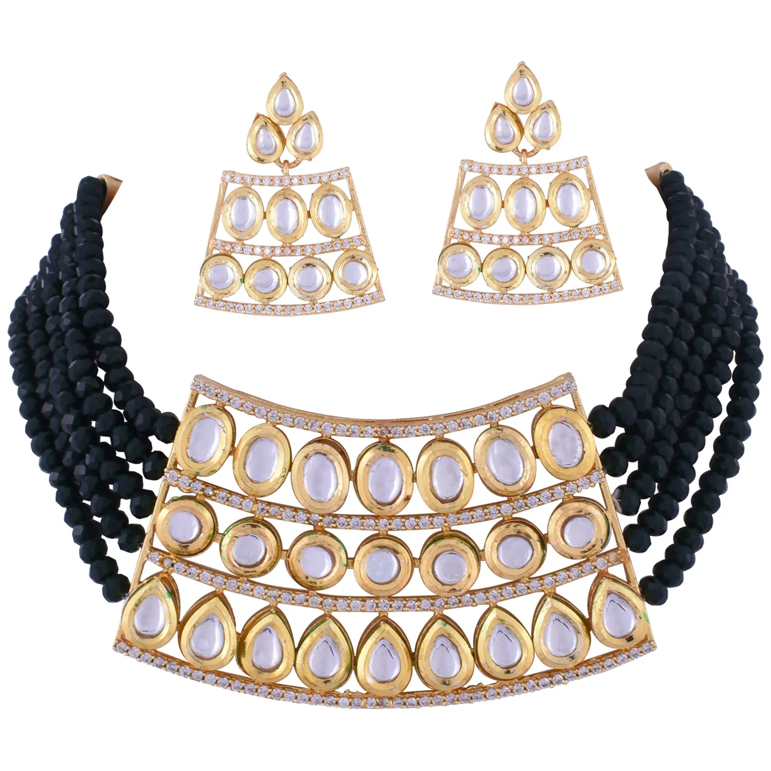 Indian wedding kundan choker necklace set for women & girls.