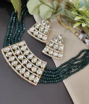 Indian wedding kundan choker necklace set for women & girls.