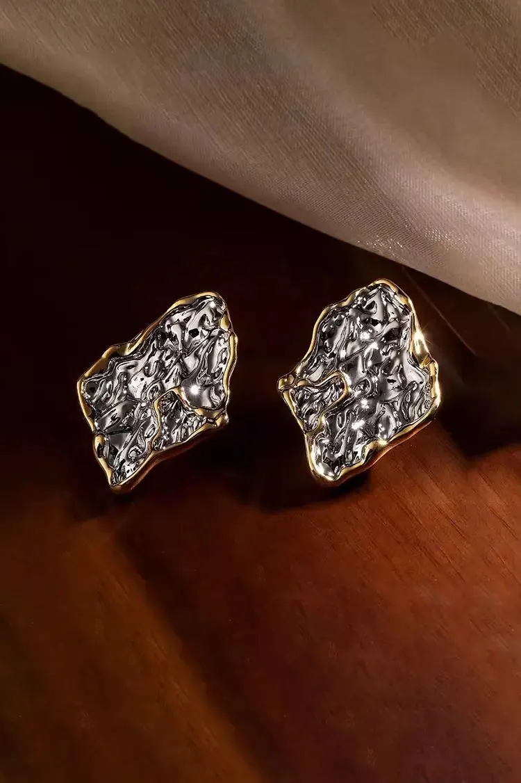 Irregular Textured Silver Stud Earrings