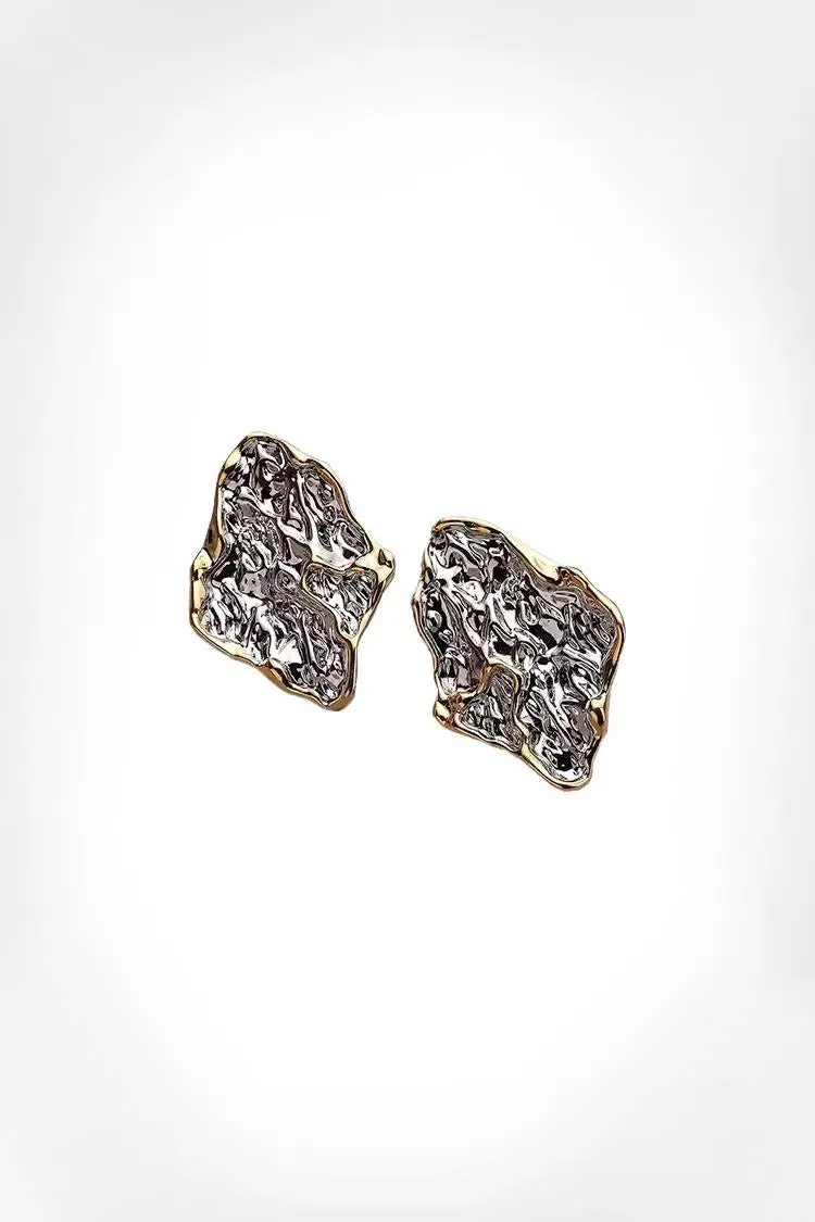 Irregular Textured Silver Stud Earrings