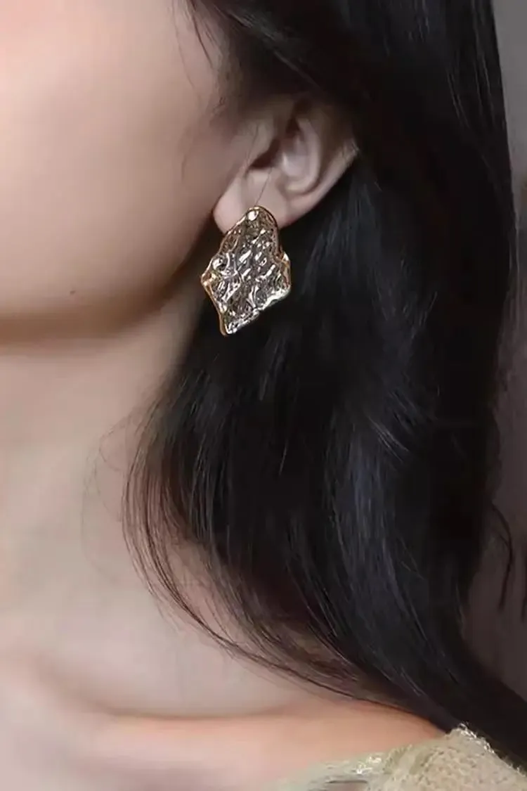 Irregular Textured Silver Stud Earrings