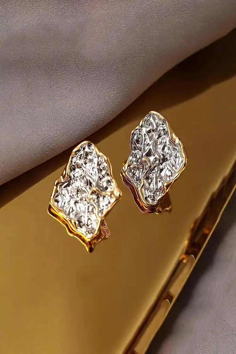 Irregular Textured Silver Stud Earrings