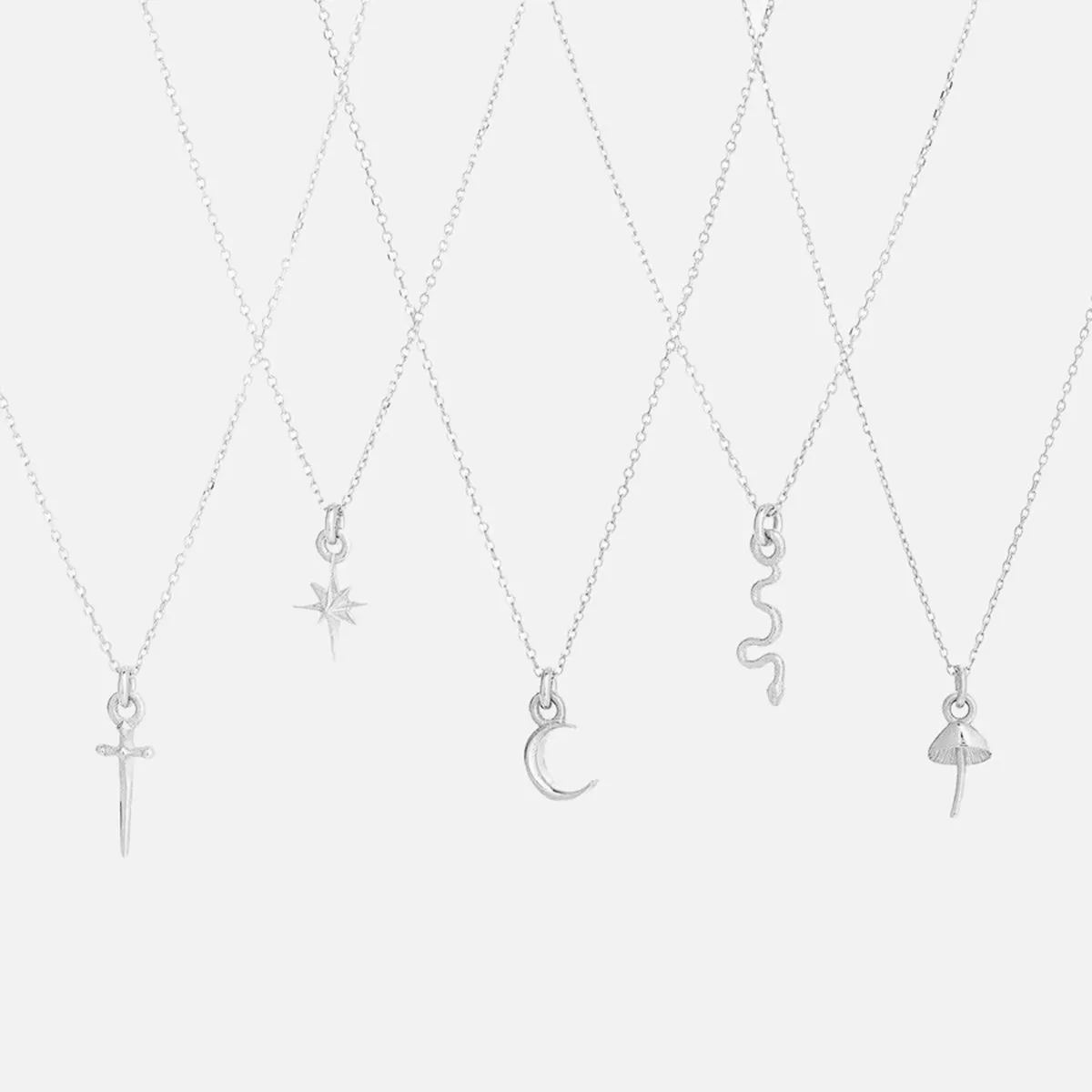 Itty Bitty Charm Necklace, Snake, Silver