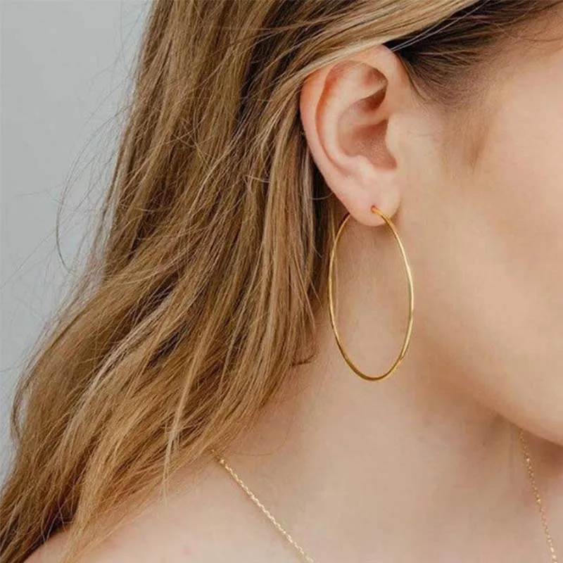 Large Hoops Sterling Silver Earrings plated in 18K Gold